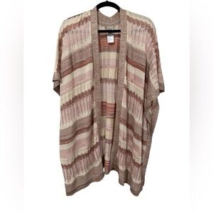 Chico’s Textured Shine Stripe Ruana - Desert Coral (Size L/XL)